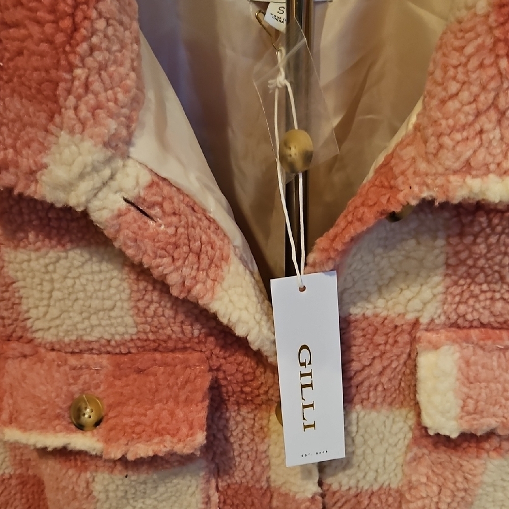165 Gilli Pink and White Teddy Jacket - Picture 3 of 5